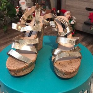 french connection studded cork wedges